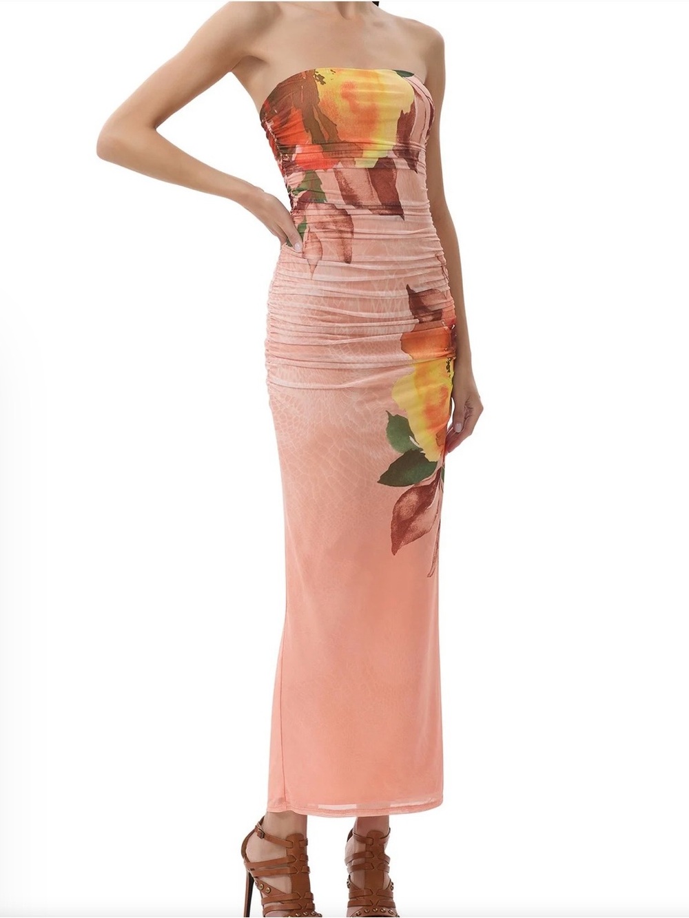 AFRM Sunset Floral Strapless Dress Size XL